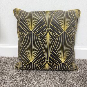 Geometric Gray and Gold Throw Pillow
